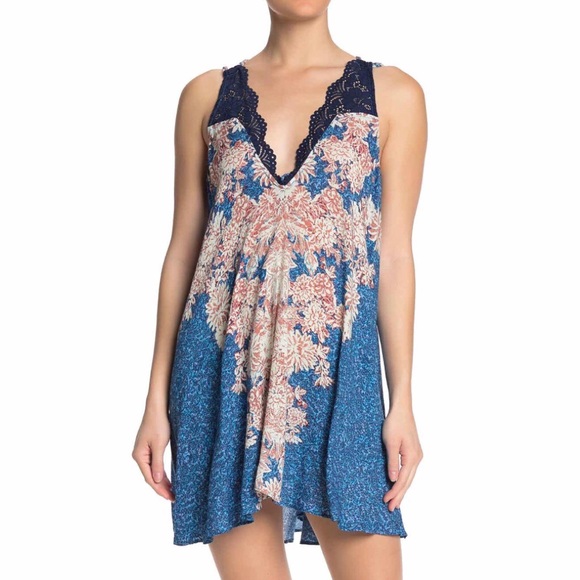 FREE PEOPLE | Morning Sun Boho Mini Slip Dress Blue NEW - Picture 4 of 7